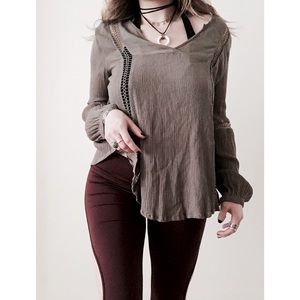 Olive Oversized Boho Pullover Blouse